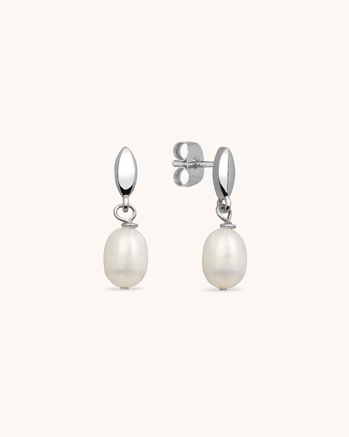 Pearl Drop Earrings in Silver