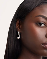 Pearl Linked Drop Earrings in Silver