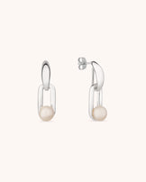 Pearl Linked Drop Earrings in Silver