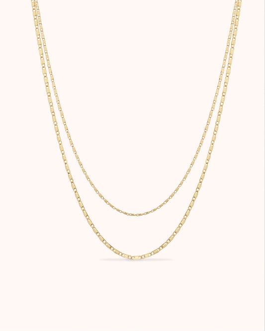 Double Layered Mariner Chain Necklace in Gold