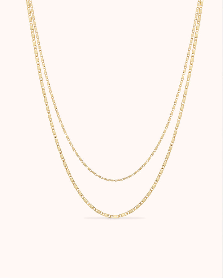 Double Layered Mariner Chain Necklace in Gold