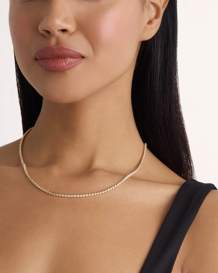 Tennis Necklace in Gold