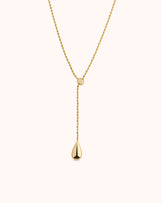 Teardrop Pendant Lariat Necklace in Gold