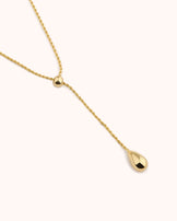 Teardrop Pendant Lariat Necklace in Gold