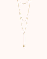 Triple Layered Ball Detail Lariat Necklace in Gold