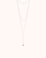 Triple Layered Ball Detail Lariat Necklace in Silver