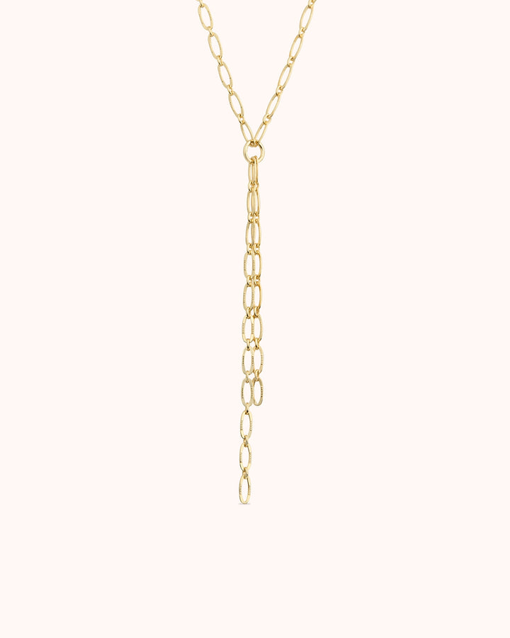 Chain Lariat Necklace in Gold