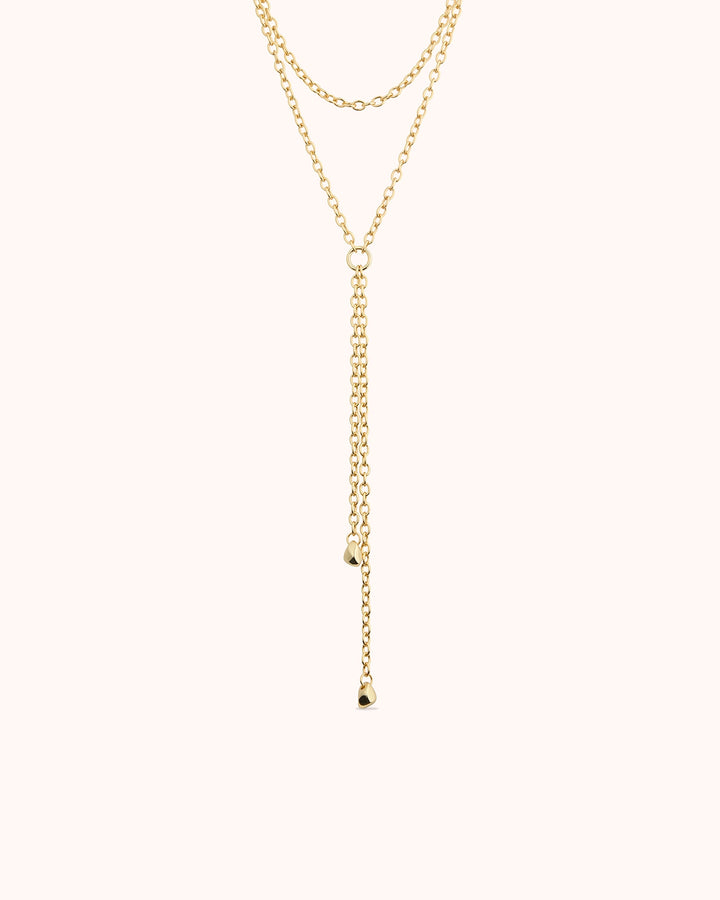 Wrap Chain Lariat Necklace in Gold