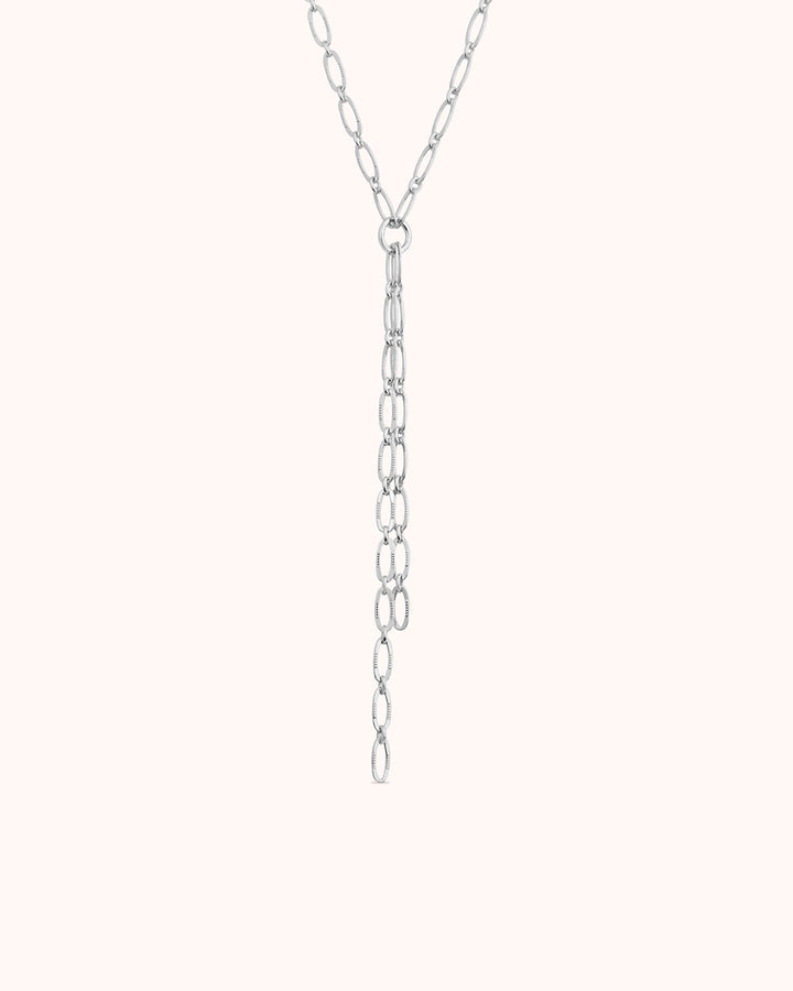 Chain Lariat Necklace in Silver