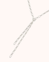 Chain Lariat Necklace in Silver