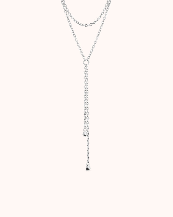 Wrap Chain Lariat Necklace in Silver