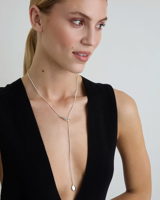 Lariat Loop Necklace in Silver