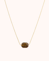 Tiger's Eye Pendant Chain Necklace in Gold