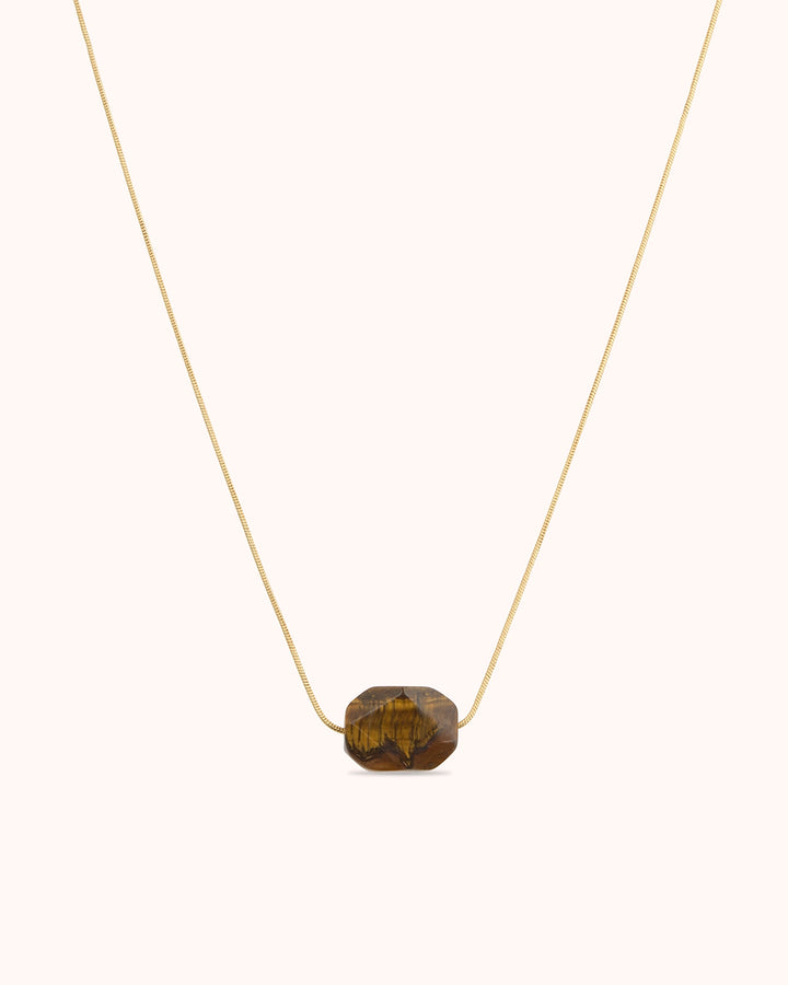 Tiger's Eye Pendant Chain Necklace in Gold