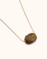Tiger's Eye Pendant Chain Necklace in Gold