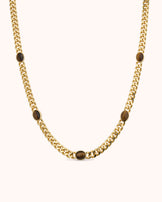 Tiger's Eye Station Chain Necklace in Gold