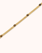 Tiger's Eye Station Chain Necklace in Gold