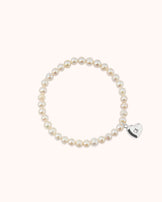 Pearl Heart Pendant Bracelet in Silver