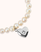 Pearl Heart Pendant Bracelet in Silver