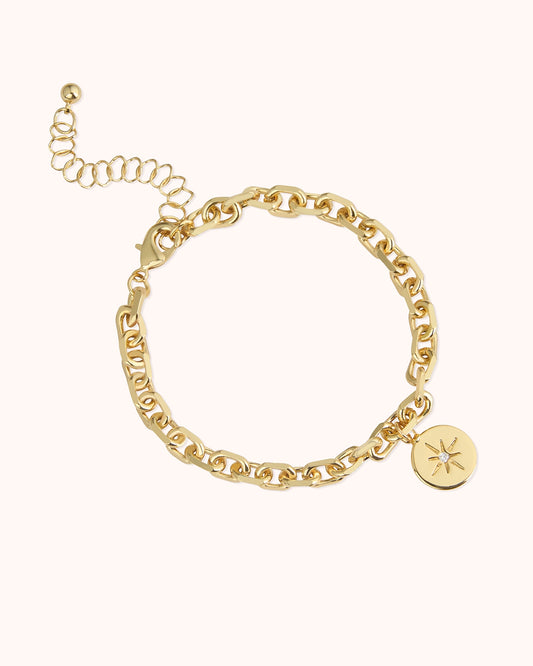 Circle Pendant Chain Bracelet in Gold