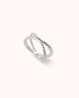 Cross Rope Ring in Silver