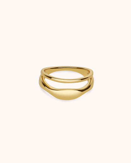 Double Row Wave Ring in Gold