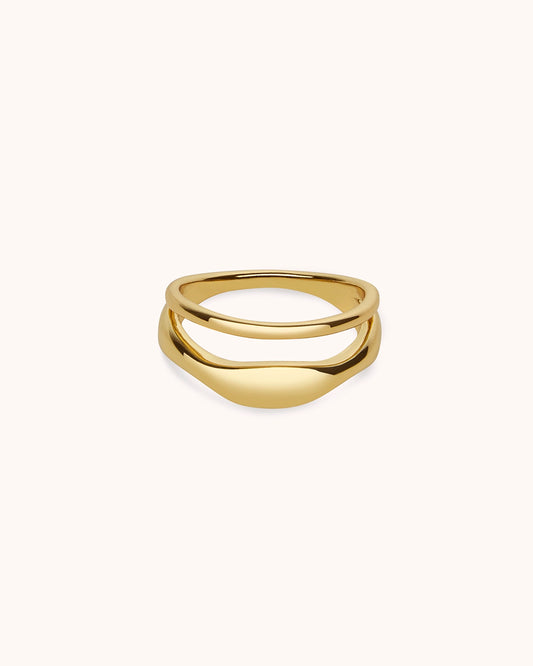 Double Row Wave Ring in Gold
