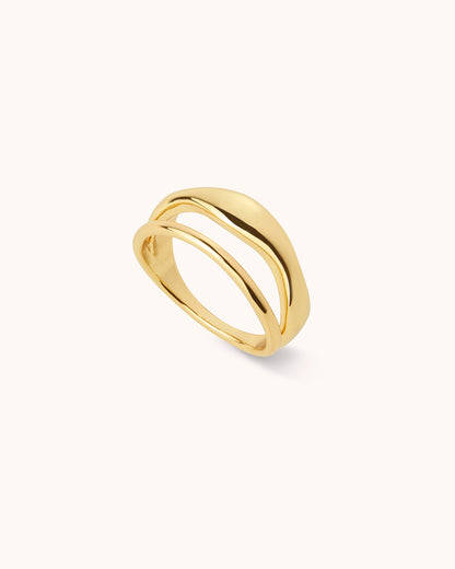 Double Row Wave Ring in Gold