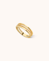 Triple Row Crystal Ring in Gold