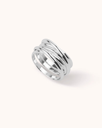 Multi Row Ring in Silver