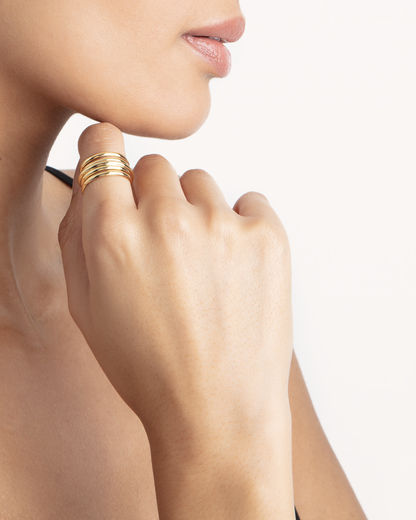 Multi Row Ring in Gold