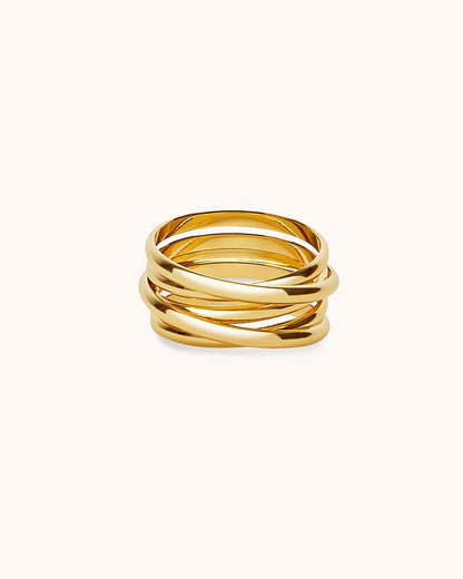 Multi Row Ring in Gold