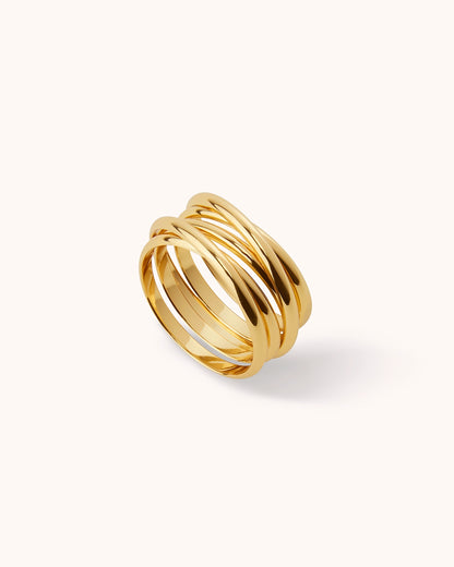 Multi Row Ring in Gold