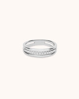 Triple Row Crystal Ring in Silver