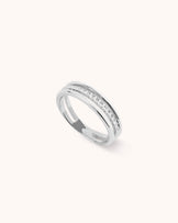 Triple Row Crystal Ring in Silver