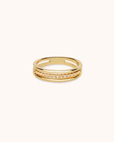 Triple Row Crystal Ring in Gold