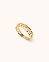 Triple Row Crystal Ring in Gold