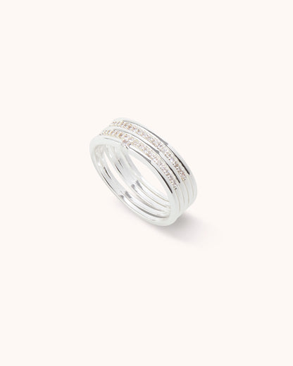 Twisted Cubic Zirconia Ring in Silver