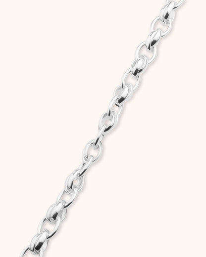 Chunky Double Chain Link Necklace in Silver