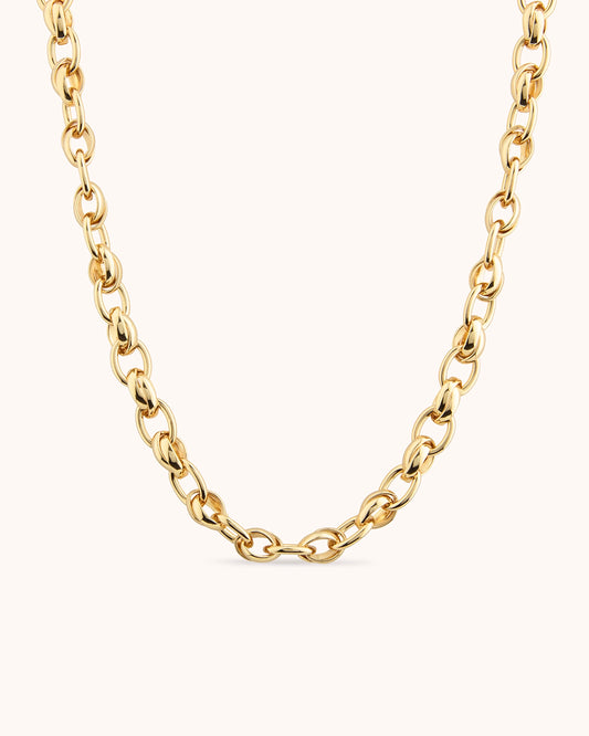 Chunky Double Chain Link Necklace in Gold