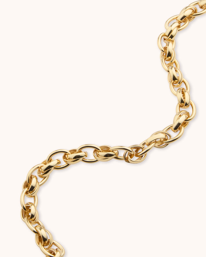 Chunky Double Chain Link Necklace in Gold