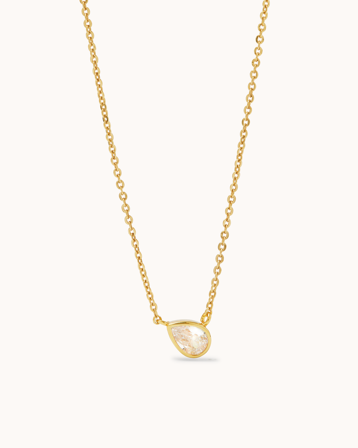 Pear Chain Cubic Zirconia Necklace in Gold