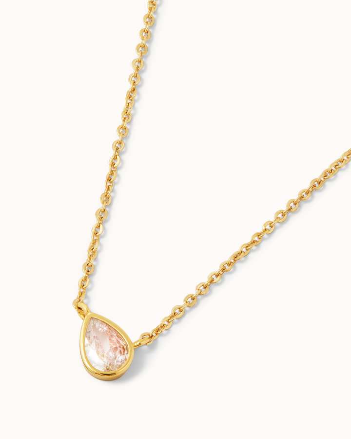 Pear Chain Cubic Zirconia Necklace in Gold
