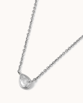 Pear Cubic Zirconia Chain Necklace in Silver