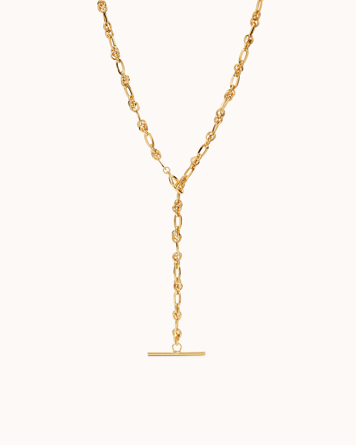Chain Link T-Bar Necklace in Gold