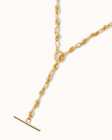 Chain Link T-Bar Necklace in Gold