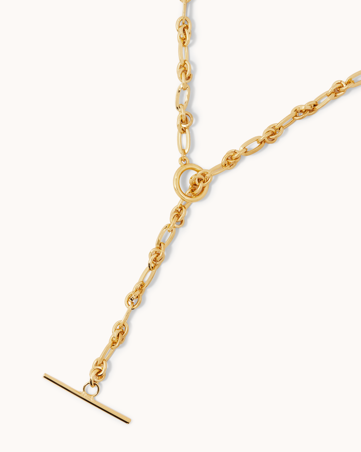 Chain Link T-Bar Necklace in Gold
