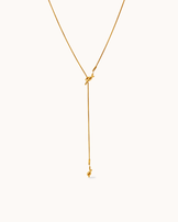 Waterproof Long Knot Lariat Necklace in Gold