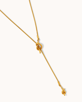 Waterproof Long Knot Lariat Necklace in Gold