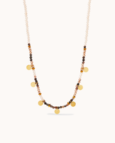 Waterproof Brown Beaded Necklace in Gold